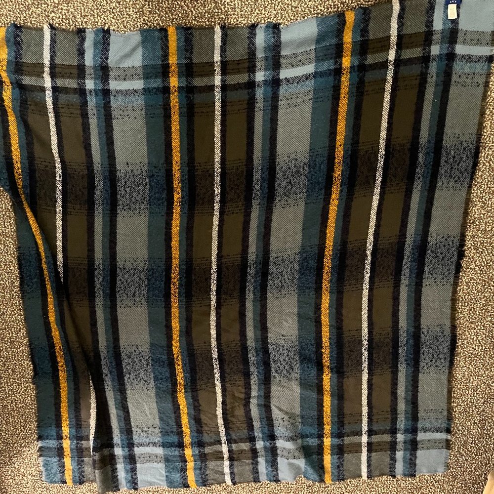 Womens Oversized Navy Plaid Scarf